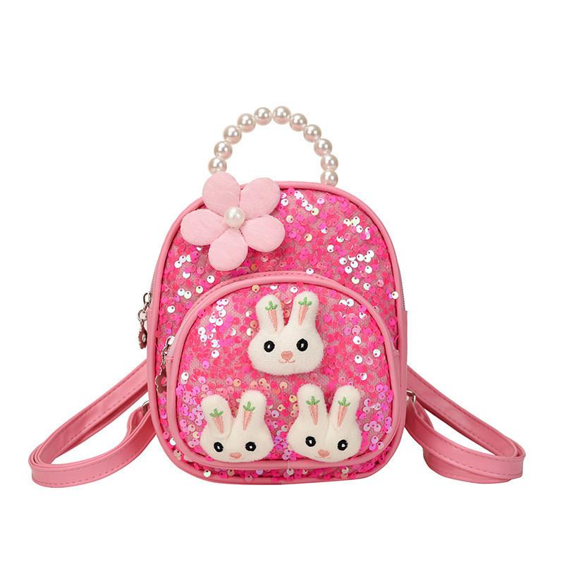 Cute Pu Material Preschool Backpack For Kids With Stylish Cartoon Pattern роза розовый
