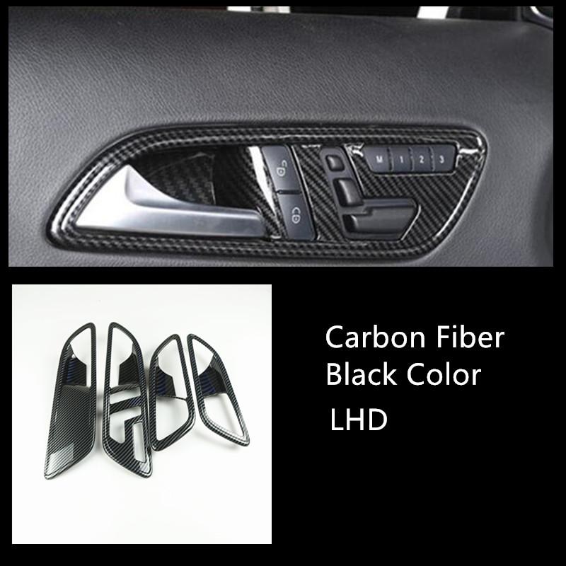 Carbon Fiber Color Inner Handle Door Bowl Protection Cover Trim For Mercedes Benz C117 X156 W176 CLA GLA A Class 2013-2018