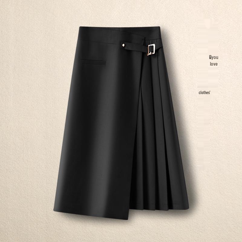 

Женская свободная юбка миди с высокой посадкой, драпирующаяся, асимметричного кроя (Весна/Осень 2025) XXL (125-135 lbs) чёрный