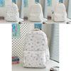 Minimalist Nylon Student Backpack With Geometric Pattern And Floral Details For Daily Use
