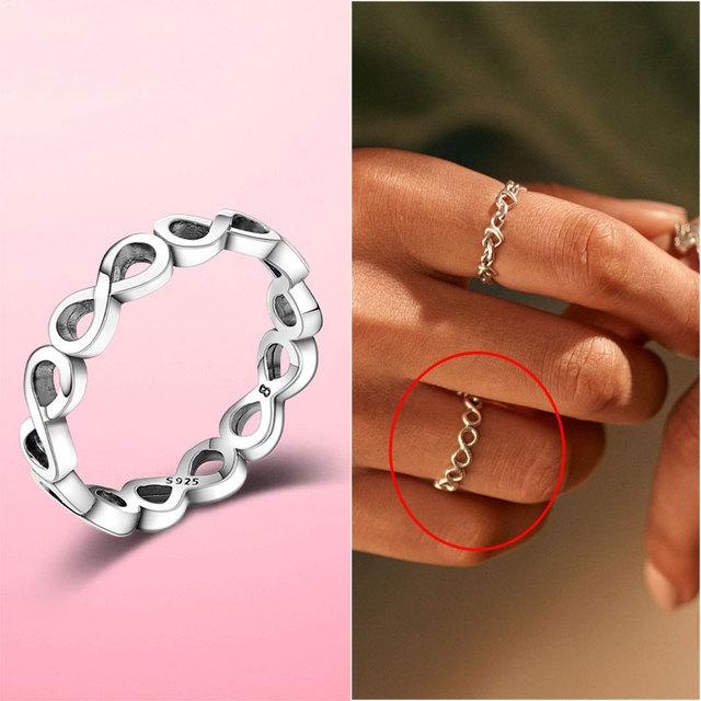 925 Silver Stackable Infinite Heart Daisy Flower Ring for Women Original Silver 925 Rings Brand Jewelry Gift