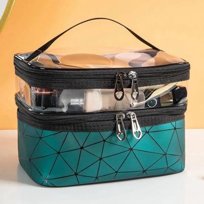 Doppelte Make-up-Tasche, große Kapazität, multifunktionale tragbare Reiseaufbewahrung, tragbarer Reißverschluss, Kosmetiktasche für die Hautpflege