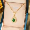 1PC Light Luxury Emerald Waterdrop Necklace for Women, Collarbone Chain, Light Luxury Niche Design