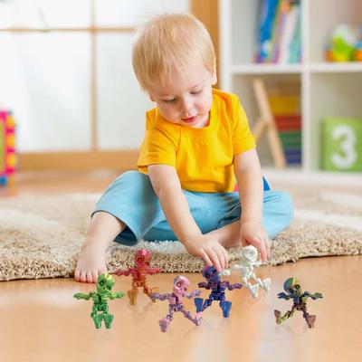 5Pcs/Set Human Skeleton Ornament Mini Halloween Skeleton Figurine with Movable Joints Poseable Articulated Skeleton Decoration