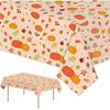 YQUQWN Thanksgiving Tablecloth Plastic Disposable 2 PCS Fall Pumpkin Maple Leaf Table Cover 54 X 108 Inch for Thanksgiving Decorations for Table