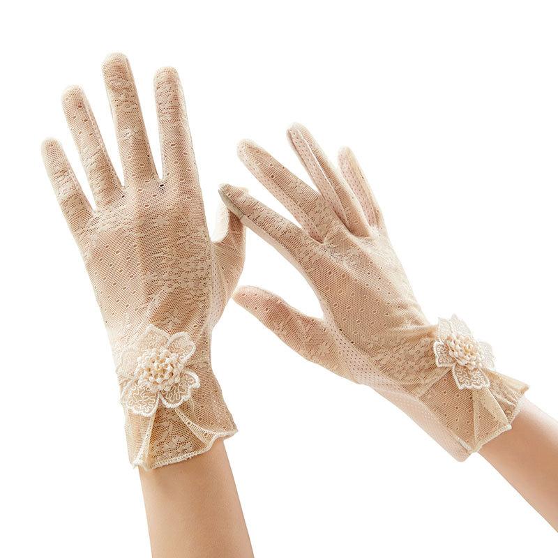 1 Pair of Lace Sunshade Gloves for Women, Summer Thin, Suitable for Driving, Cycling, Touch Screen, And Non-Slip, Short Style.