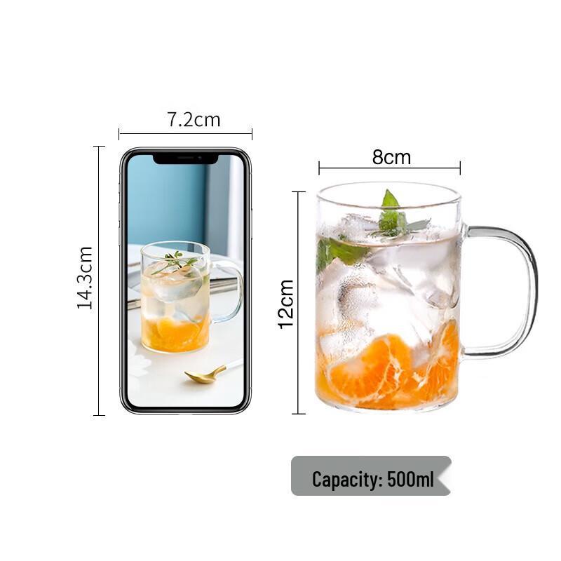 Heat-Resistant Glass Drinking Cup with Handle