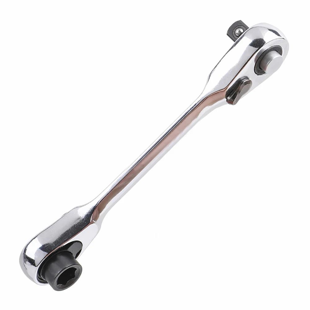 1/4 Inch Drive Double Head Ratchet Wrench Chrome Vanadium Steel Quick Release for Car Maintenance Bicycle Repair Motorcycle Tool
