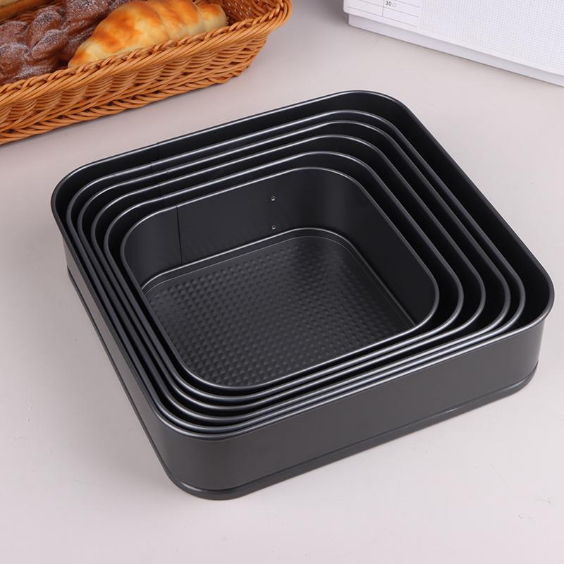 1Pc Carbon Steel Baking Mould With Buckle Square Cake Baking Pan With Removable Bottom Non-Stick Cake Mould Chiffon Cake