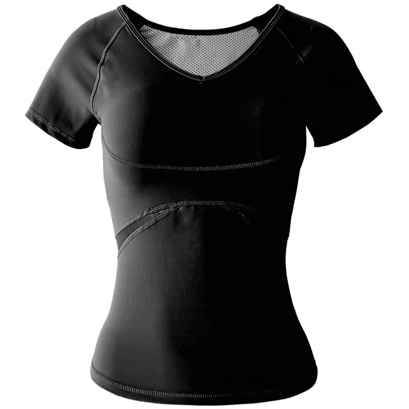 V-neck T-shirt with Chest Pad Quick-Dry Sports Split Yoga Suit