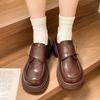 Platform-soled Versatile Loafers Women's 2025, Autumn New Models, Thick Heels, Foreign Style, Small Leather Shoes, Velcro High Heels, Single Shoes