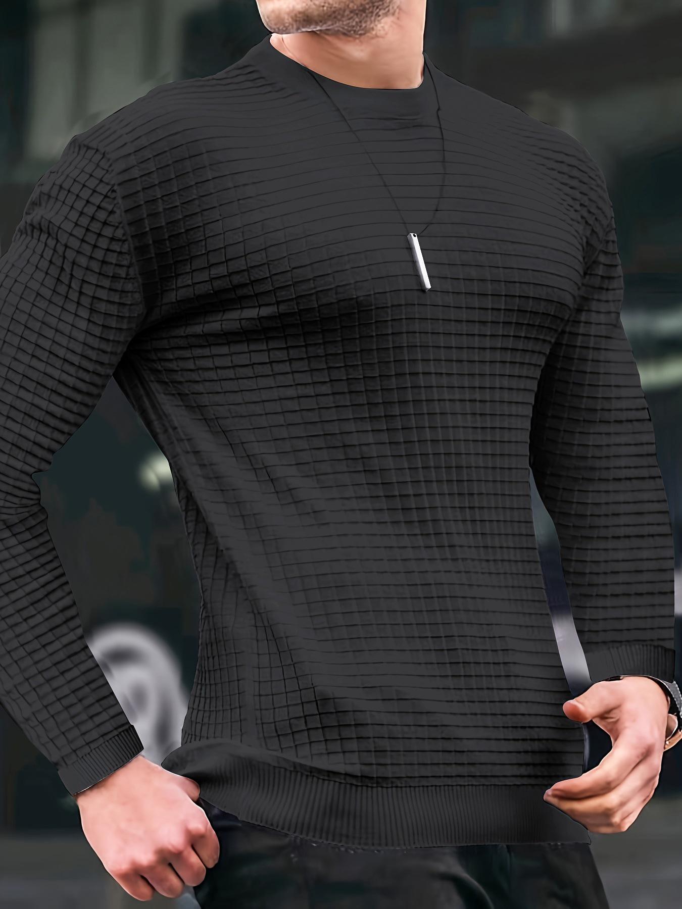 

Men s Autumn Breathable Jacquard Hoodie - Sweat-Absorbent, Round Neck, Solid Color, Long Sleeve T-shirt Style XXL чёрный