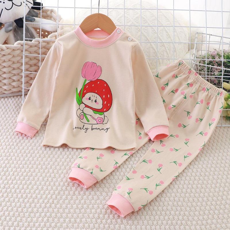 Winter Kids Long Sleeve O Neck T Shirt Pants Set Casual Baggy 2pcs Suit Cotton Cartoon Printes Outfit