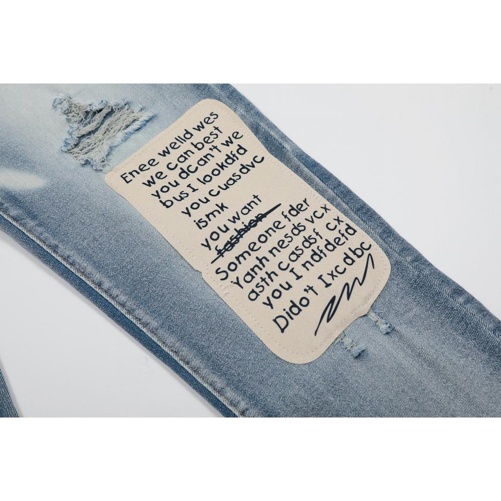 M40 Amiri Men's and Women's American Style Trendy Jeans with Fabric Patches, Holes, Embroidery, Casual and Fashionable High Street Pants