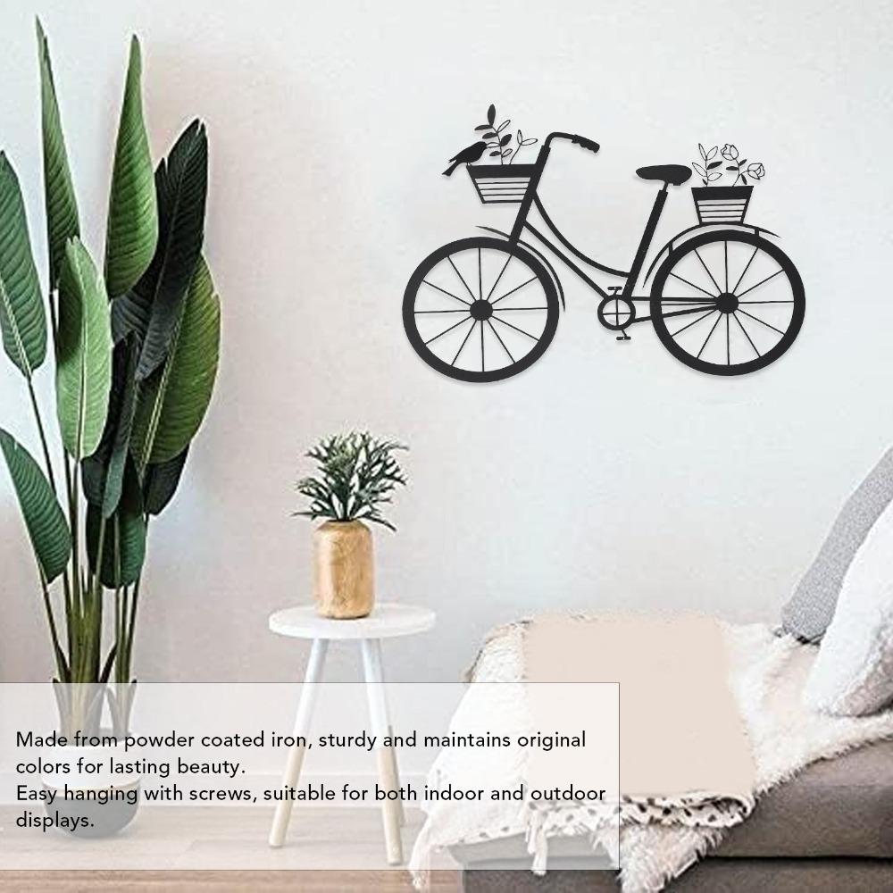 Außenwandkunst Eisen Fahrrad Wanddekor 11,81 X 8,15 Zoll Fahrrad Metallwandkunst Schwarz Pulverbeschichtet Fahrradform Dekor Büro