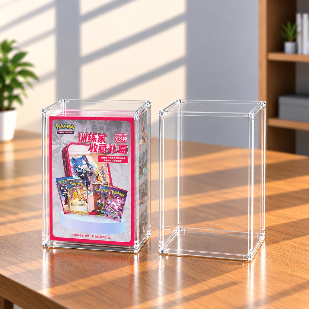 Customized Acrylic Display Box for Pokemon Eevee Trading Card Storage Case Waterproof Dustproof UV Shield N52 Magnet Gift Holder