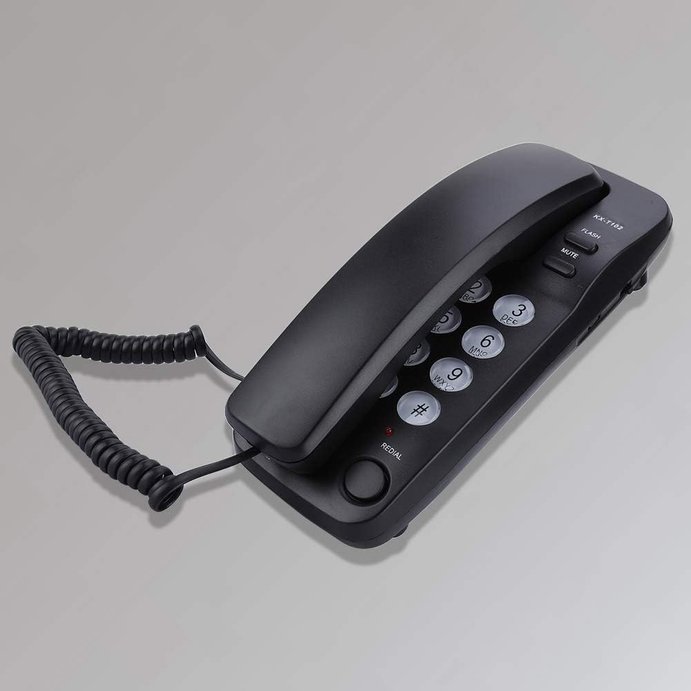 Wall Mount Landline Telephone Extension No Caller ID. Home Phone for Hotel y Family Business Telephone for Hotel and Family.(Black)