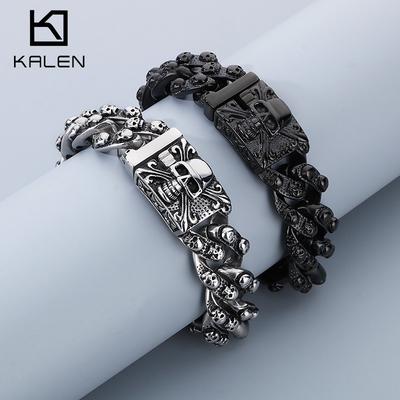 Dominierendes Retro Schädel Herren Titanstahl Armband, Personalisiertes Rock Punk Geisterkopf Armband Zubehör