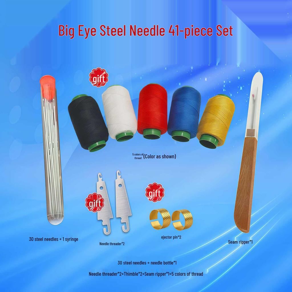 34-Piece Large Eye Hand Sewing Needle Set for Quilting, Embroidery, and Clothes Repair