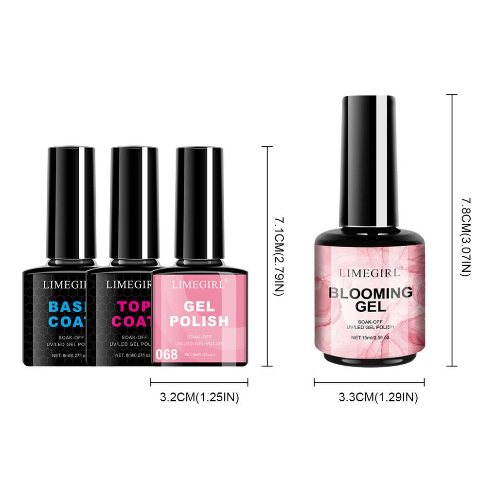 8 Color Marbling Gel Nail Polish Set, Trending Colors Soak Off Gel Nail Art Kit with No Wipe Top Coat
