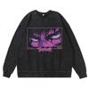 Heavyweight 360g Washed Vintage Berserk Anime Streetwear Cotton Pullover Hoodie-Free Crewneck Sweatshirt Men