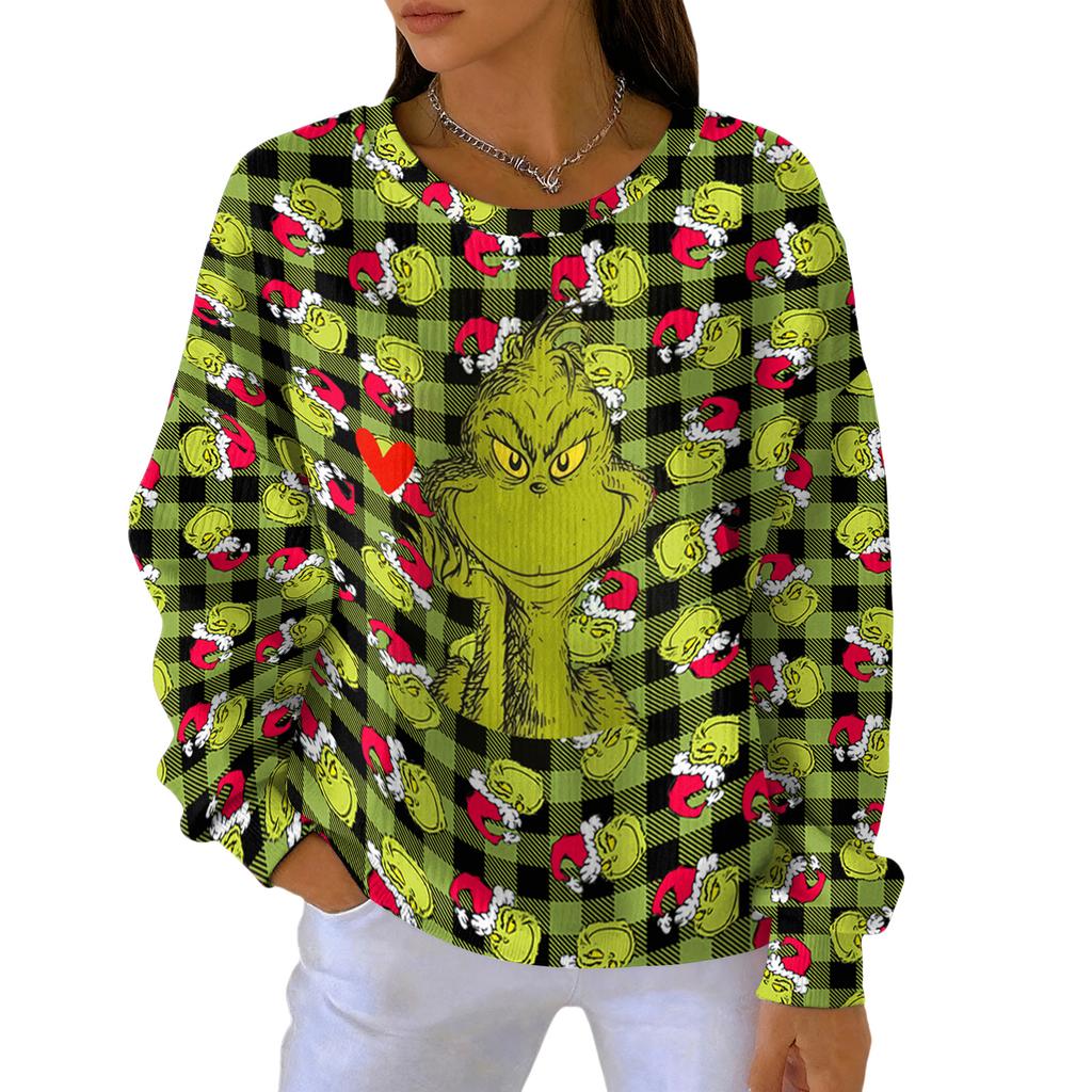 Women's Fashion Casual Gradient Christmas Print Pullover Sports Long-Sleeve Top