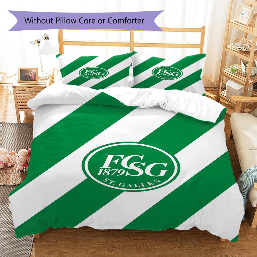 FC St. Gallen Pattern Bedding Set Quilt Cover Pillowcase Home Decor Gift (1 * duvet cover + 2 * pillowcase, without core)