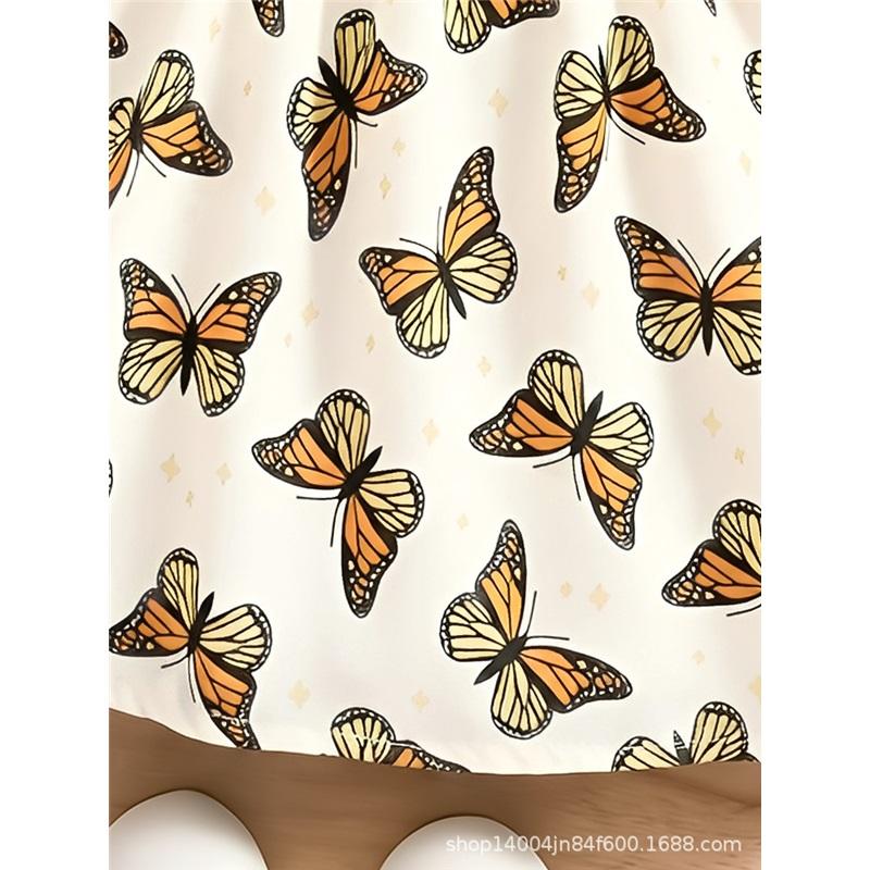 0-3 Jahre Mädchen Mode Prinzessinnenkleid Sommer Kinder Süßes Schmetterlingsdruckkleid Mit Passendem Hut