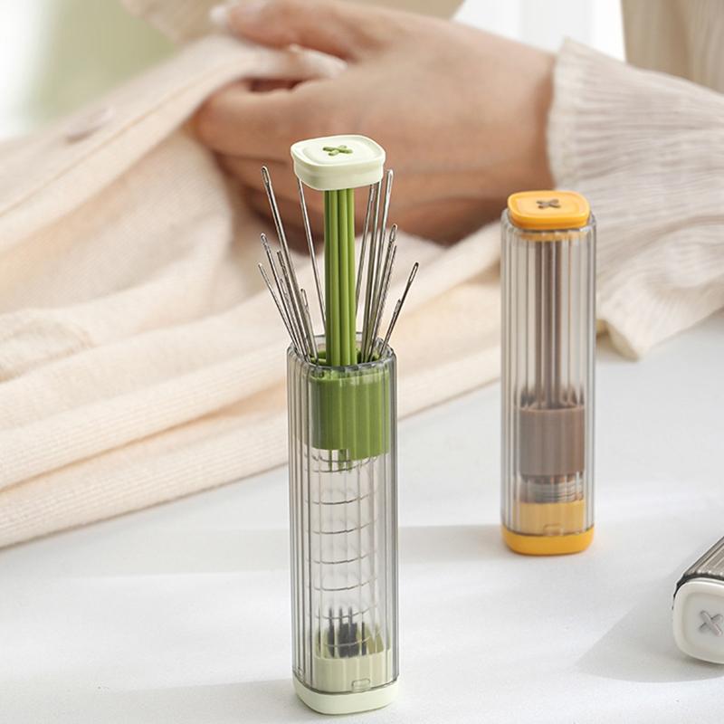 Magnetic Pressing Needle Box Plastic Multi-Functional Sewing Storage Tube Portable Sewing Tool Home Sewing Set Space-Saving