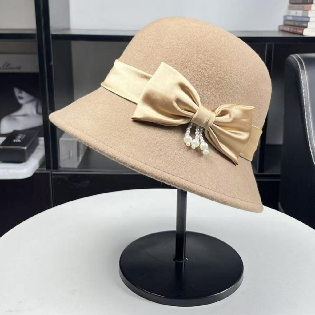 Fu Huan Australian Wool Autumn and Winter Hat Socialite French Top Hat Elegant Basin Hat Bucket Hat