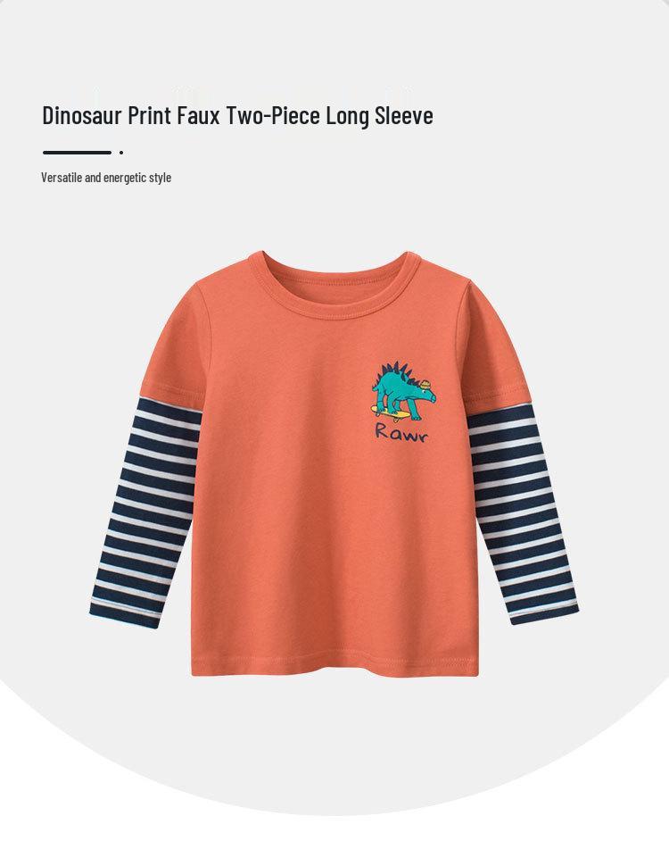 27kids Spring 2025 Korean Boys' Long-Sleeved T-Shirt