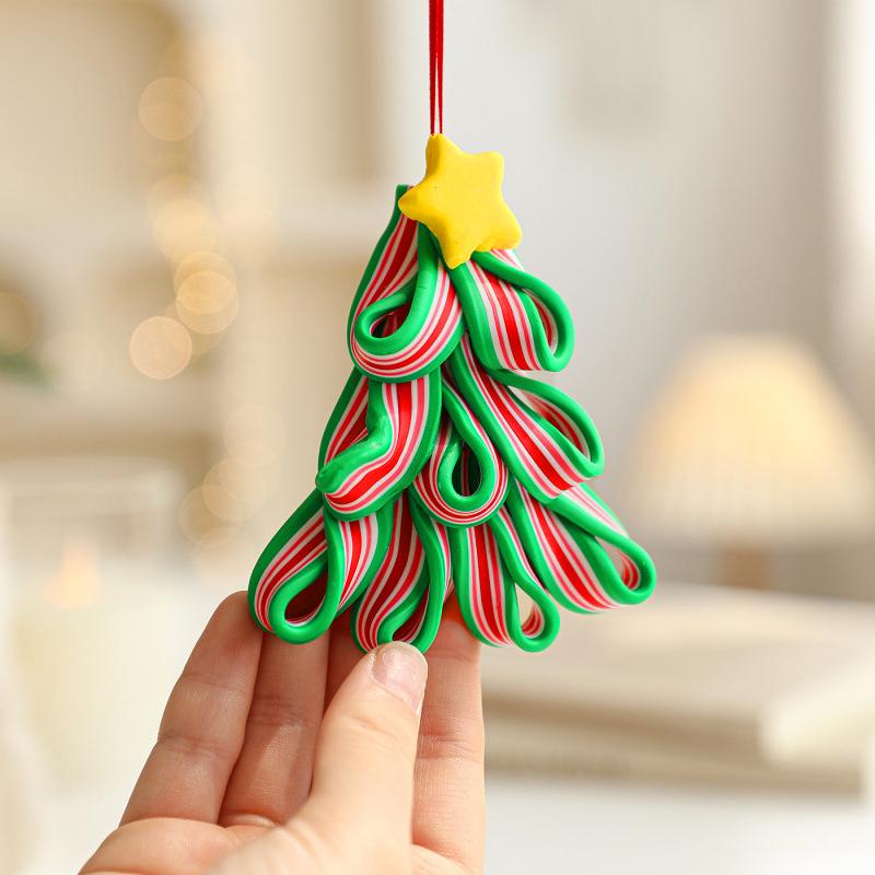 16PCS/Pack Candy Pendant Fun Vibrant Colors Pendant Eco-friendly Decorations Plank Christmas Tree Wood DIY Christmas Ornaments