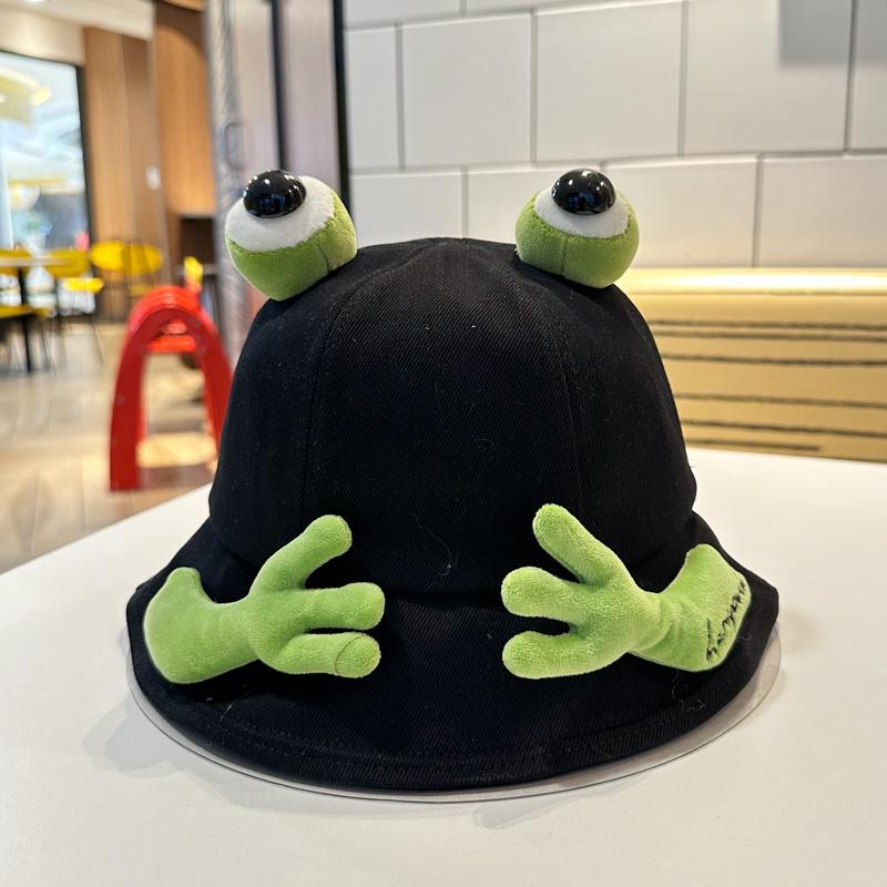 Chic Fisherman Frog Hat Womens Cartoon Sunshade Bucket Hat For Spring Summer