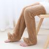 Fuzzy Thigh-High Socks Fluffy Leg Warmers Thickened Plush Over The Knee Socks with Sole Holes for Winter Home Lounging Sleeping