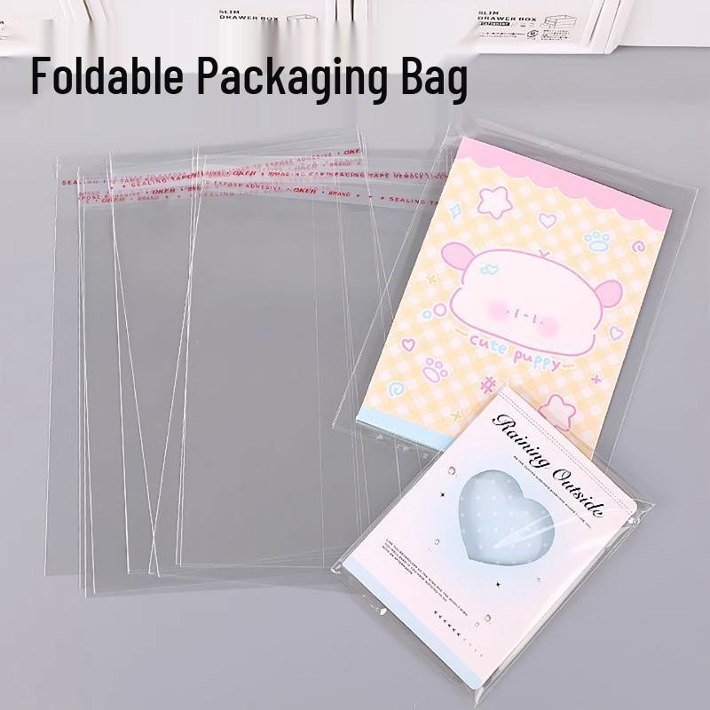 Ins Style Transparent Tri-Fold Self-Sealing Bag for Small Cards, Photocards, and Postcards