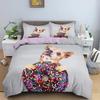 Animal Pet Duvet Cover Set Cute Dog Hugging Donut Bedding Set 2/3pcs for Kids 3D Dog Comforter Cover Soft Polyester Quilt Cover