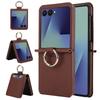 Simple Fashion Leather Wallet Card Slot Phone Case For Samsung Galaxy Z Flip 7 FE 6 5 4 with Ring Holder Grip Shockproof Cover