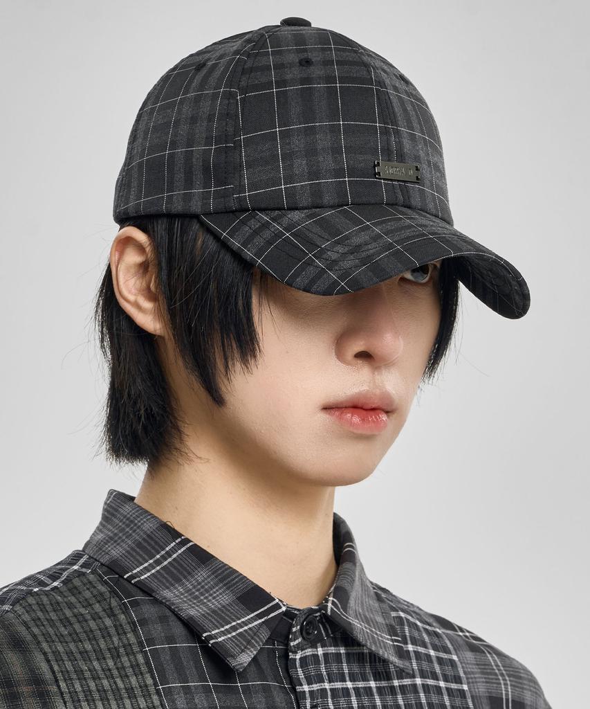AJOBYAJO Check Baseball Cap [Black]