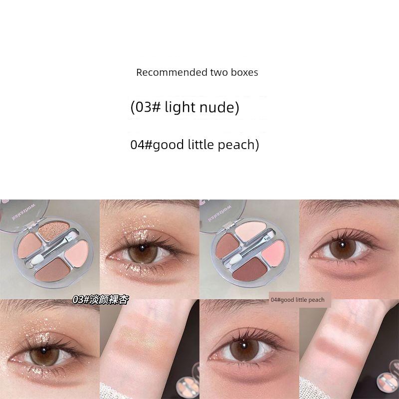 Korean Beauty Idol's Four-Color Eyeshadow Palette! Matte and Pearlescent Eyeshadow Palette In Wild Berry Color with Brush, Affordable Price