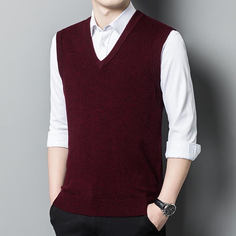 Yiliteng Men's Pure Wool V-Neck Thermal Vest