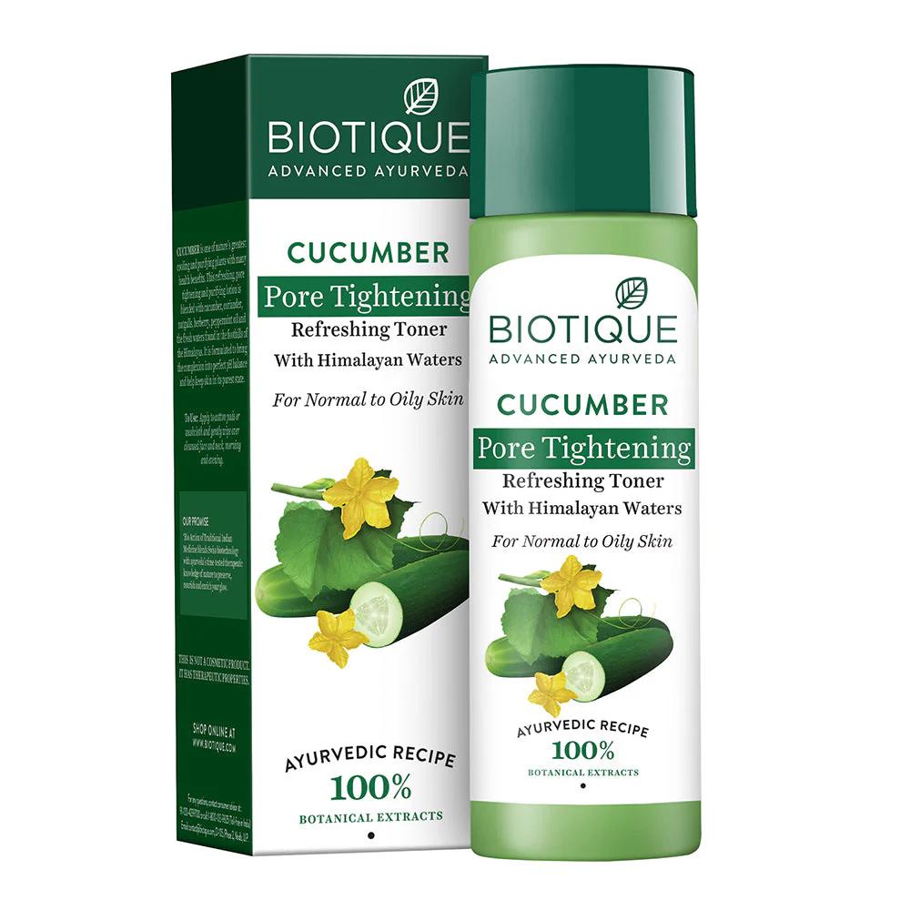 Biotique Cucumber Toner For Pore Tightening 120ml | Natural pH Balance | Oil Control | Botanical Extracts | Oily Skin Care