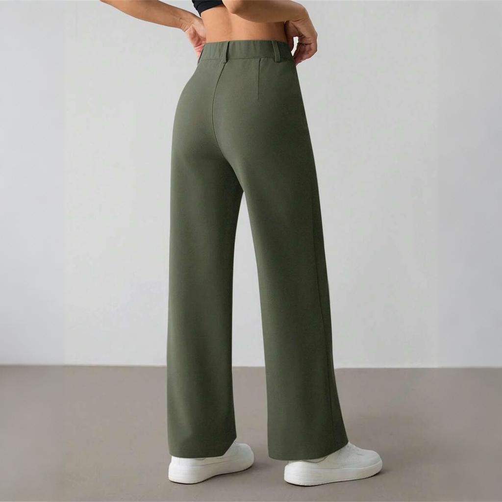 Women's High Waist Straight Leg Pants, Comfortable Casual Trousers for Everyday Wear