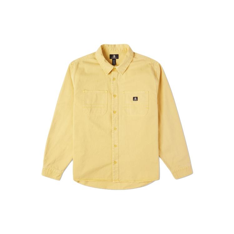 Men s Converse Casual Woven Button Cardigan Retro Long Sleeves Jacket Gold 10022012-A03 XXL