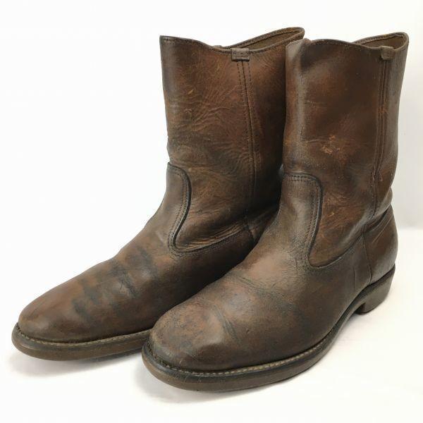 Vintage REDWING Cork Sole Leather Mid Boots Size 8.5B (Approx. 25.526.5cm) Dark Brown(USED)