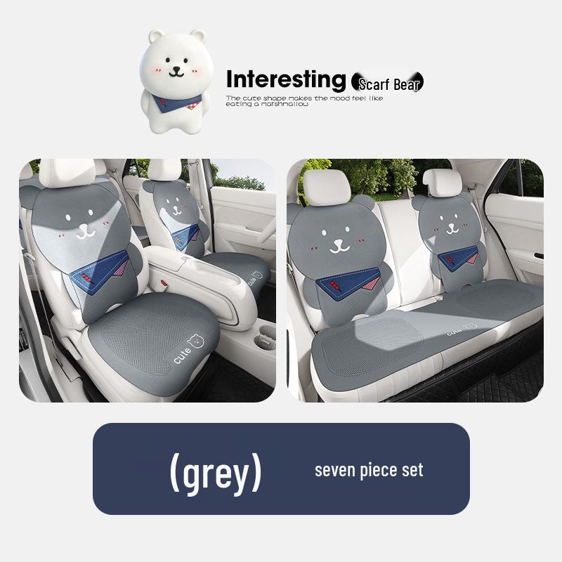 Bear Cartoon Scarf Car Seat Cushion for Women - Fits Volkswagen Magotan, Passat, Sagitar, Lavida - All Seasons