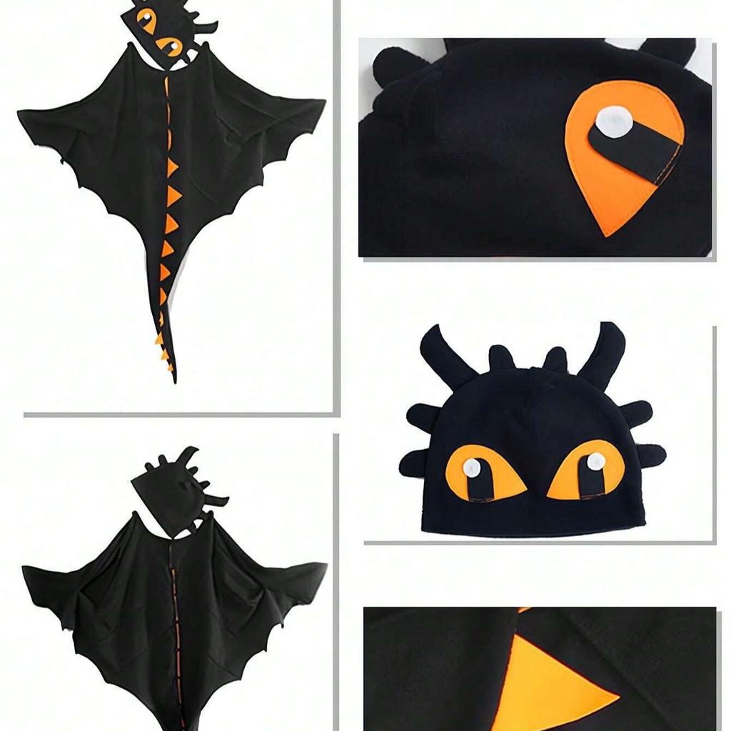 Christmas/Halloween Party Costume Cloak, Hat, Mask Dinosaur Element, Children Festival Performance Shawl Outfit, Holiday Party Cosplay Costume
