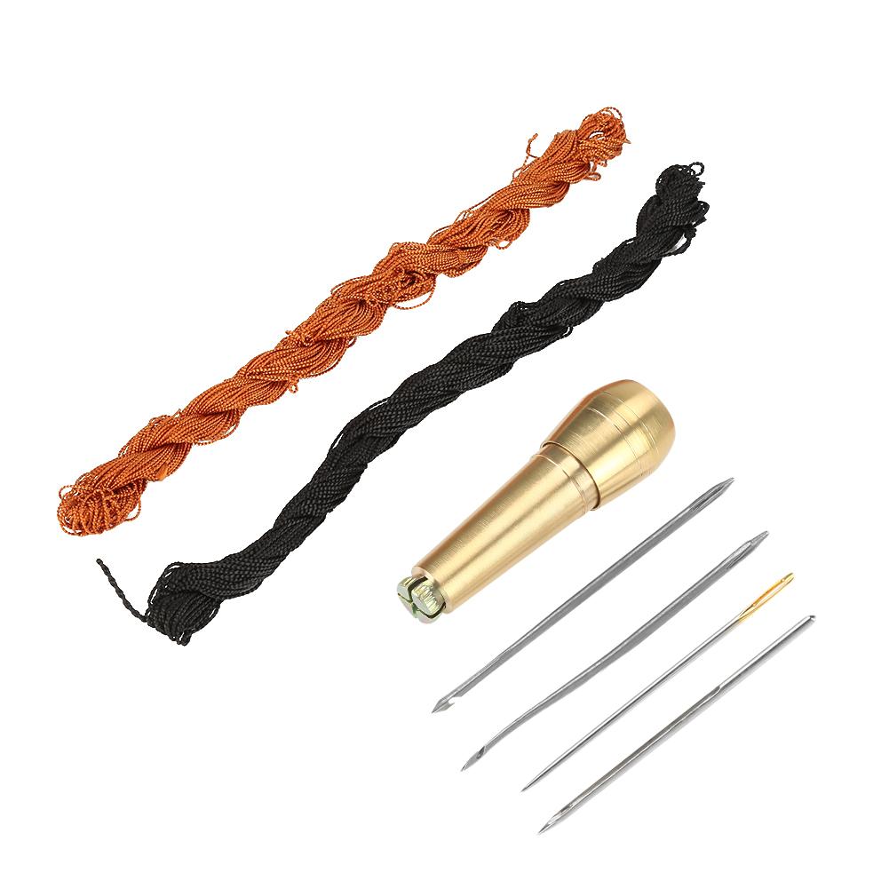 18m Black Brown Lines Threads for DIY Shoes Repair with Hook Needles Sewing Awl Kit