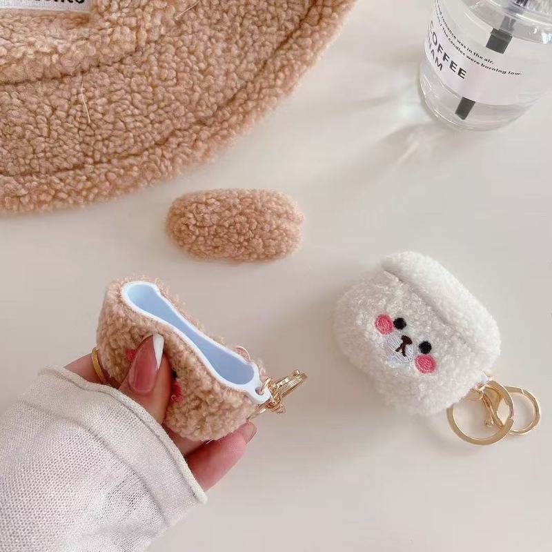 Cute Plush Teddy Bear Headphone Cover For Apple Airpods 4 3 2 1 and Airpods Pro2 3 Protective Case Against Falls