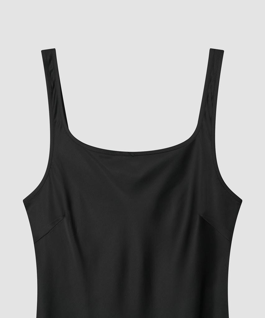 Deolil Plain Midi Satin Dress_Black
