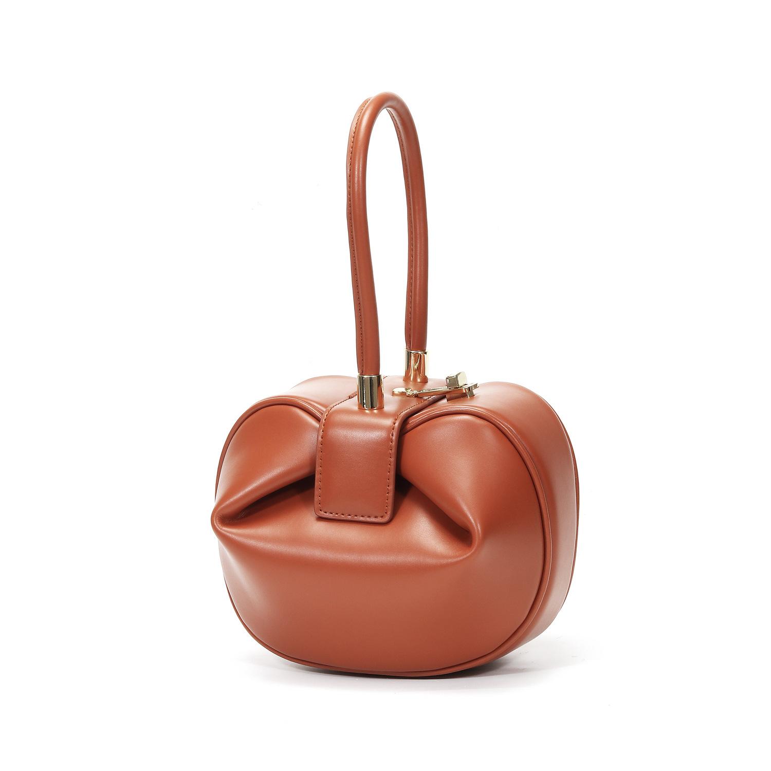 

Women s New Single Shoulder Bag Korean Style Genuine Leather Fashion Dumpling Cloud Dumpling Women s Bag Crossbody Bag Brown Small Size